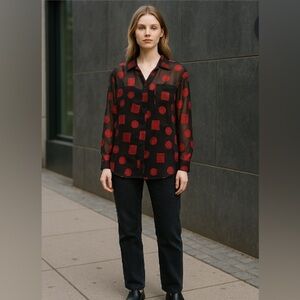 Morgan Taylor Intimates Sheer Black night shirt with Red Accents